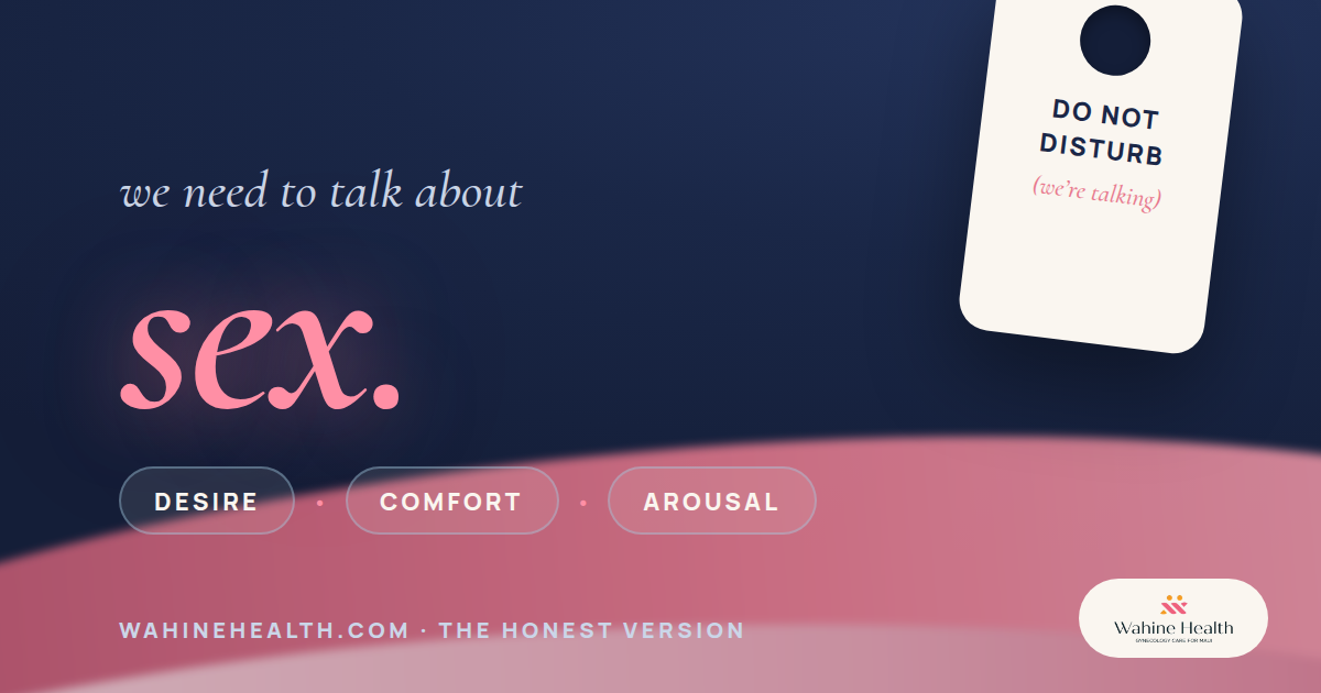 Soft navy and coral illustration with the words: desire, comfort, arousal — three systems, three levers.